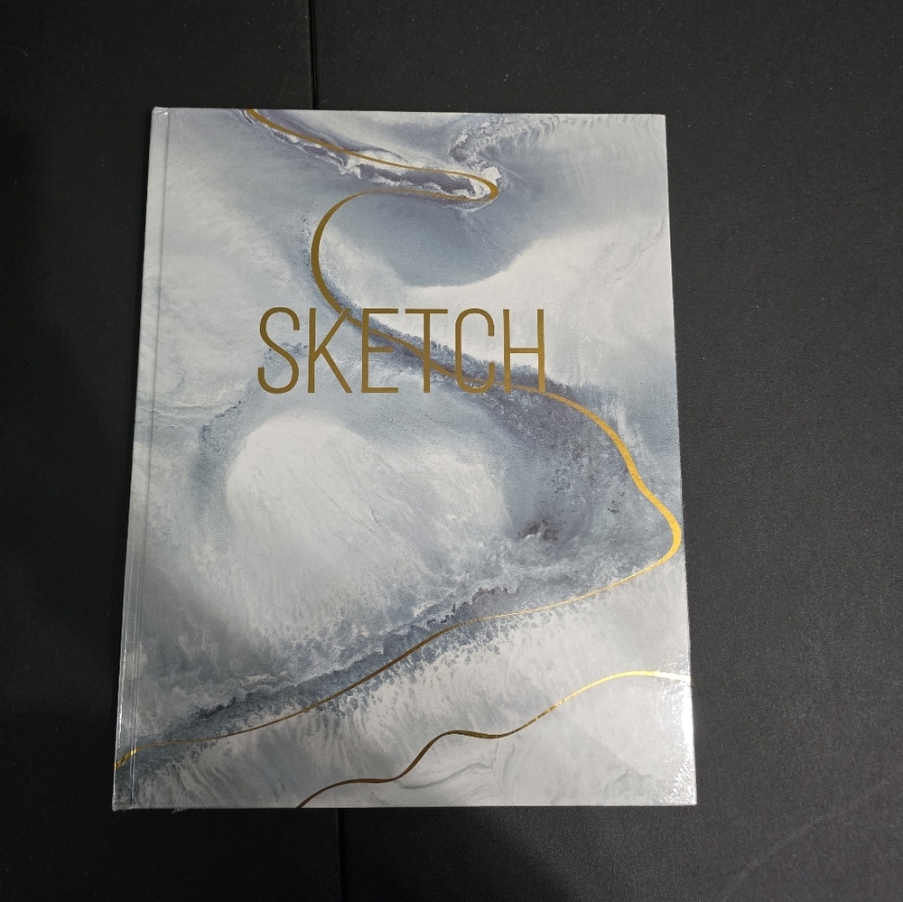 New Hardcover 11 inX14 In 144 Pages Gray Sketchbook with Gold Accents